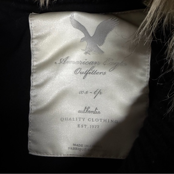 Y2K American Eagle Coquette Cable Knit Fur Hood Pom Pom Sweater Size XS - Picture 7 of 10